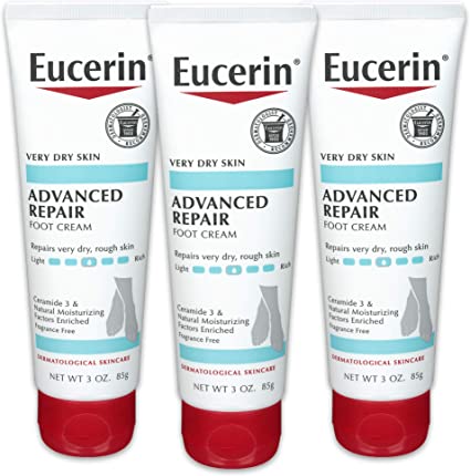 Eucerin Advanced Repair Light Feel Foot Creme 3 Ounce (Pack of 3) (Packaging May Vary)