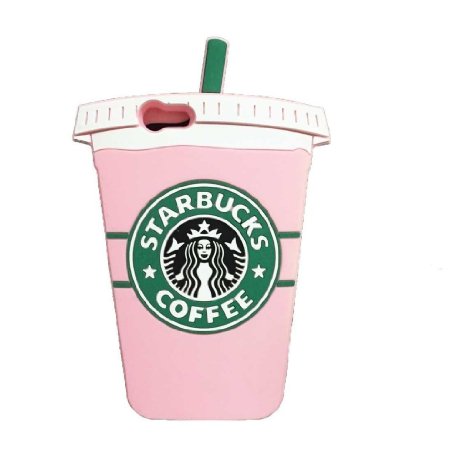 Thunderous Starbucks Coffee Ice Cream Silicone Back Cover Case for Apple iPhone 6 6s Plus (5.5 inch) Pink