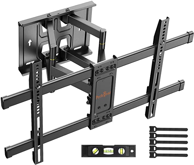 TV Wall Bracket Swivel Tilt, Dual Articulating Arms Full Motion TV Mount for Most 37-70 inch LED LCD flat & curved TV or monitor up to 60kg, Max VESA 600x400mm