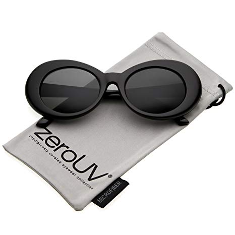 zeroUV - Clout Goggles Glasses Oval Sunglasses with Retro Bold Mod Thick Framed Round Lens 51mm