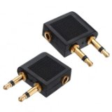 2x Golden Plated Airline Airplane Flight Adapter