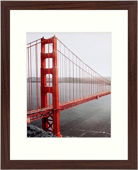 Frametory, 11x14 Picture Frame - Made to Display Pictures 8x10 with Mat or 11x14 Without Mat - Wide Molding - Pre-Installed Wall Mounting Hardware (Brown, 1 Pack)