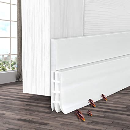 Door Draft Stopper, Ohuhu Door Sweeps, Weather Stripping Under Door Draft Blocker, Door Seal Strip Insulator, Draft Stoppers for Bottom of Doors Soundproof Wind Blocker, White