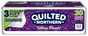 Quilted Northern Ultra Plush Toilet Paper, 30 Jumbo Rolls, 3-ply Extra Wide Bath Tissue, White, 5 Packs of 6 Jumbo Rolls