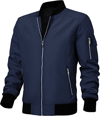 Men's Bomber Jacket Lightweight Waterpoof Windbreaker Sportswear Casual Active Coat