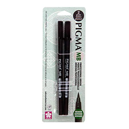 Sakura Pigma Professional Brush Pen Medium 2pk Black