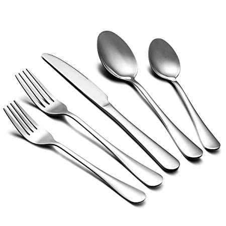 60-Piece Silverware Flatware Cutlery Set, Estmoon Stainless Steel Silverware Tableware Utensils, Knives Forks Spoons for Dessert & Dinner, Mirror Polished, Dishwasher Safe