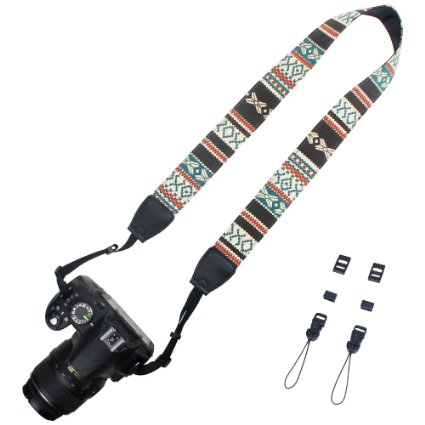 Elvam Camera Neck Shoulder Strap Belt for Nikon / Canon / Sony / Olympus / Pentax / Mini 8 / Mini 7s / Mini 25 / Mini 50s / Mini 90 / DSLR / SLR / DC / Fujifilm Instax Camera - Aztec Striped