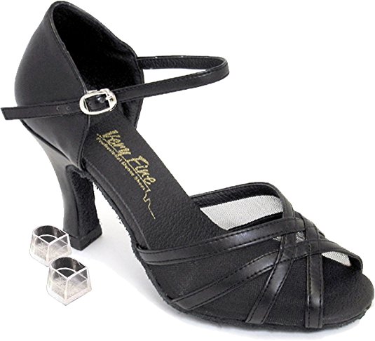 Very Fine Women's Salsa Ballroom Tango Dance Shoes 6027 Bundle with Dance Shoe Heel Protectors 2.5" Heel