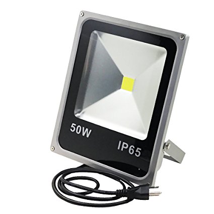 ZHMA LED 50W Outdoor Flood Light, 6000K Daylight White,Super Bright 150W HPS Bulb Equivalent,Outdoor Security Lights, Floodlight,,US 3-Plug, Waterproof Wall Washer Light