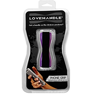 Cell Phone Grip Love Handle - Holds Device with just a Finger - Ultra Slim Pocket Friendly LoveHandle Finger Grip For Phone Mini Tablet - Grip it Securely For Texting, Photos and Selfies (Purple)