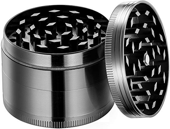 Herb Grinder, TopElek Portable Zinc Alloy Grinder Herb, Best Grinder for Tobacco and Most Herbs with Pollen Scraper and Magnetic Top, 2.0 Inches, 4 Layers –Cool Black