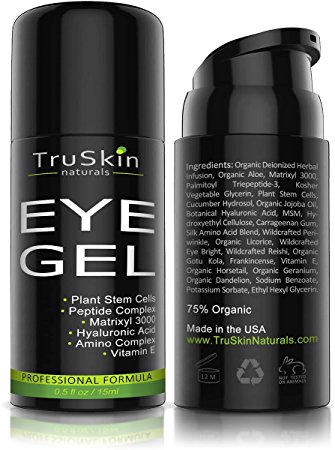 Best Eye Gel for Wrinkles, Fine Lines, Dark Circles, Puffiness & Bags - 100% Natural, 75% ORGANIC, With Hyaluronic Acid, Jojoba Oil, MSM, Peptides & More - Refreshing Eye Cream Alternative
