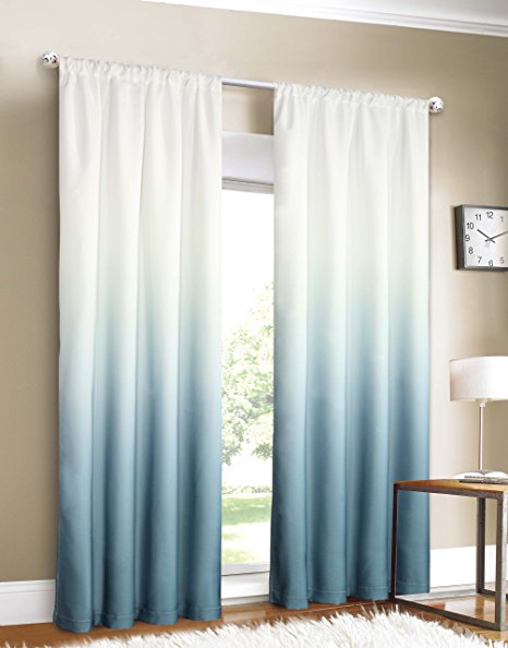 Dainty Home Shades 2-Window Panel Rod Pocket Set, 40 by 84-Inch, Blue