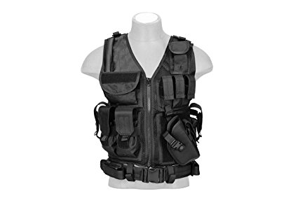 Lancer Tactical Cross Draw Magazine and Pistol Holster Adjustable Vest with Belt