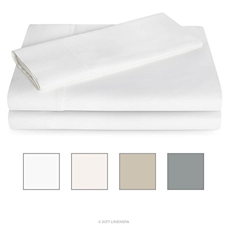 LINENSPA 600 Thread Count Ultra Soft, Deep Pocket Cotton Blend Sheet Set - Twin XL - White