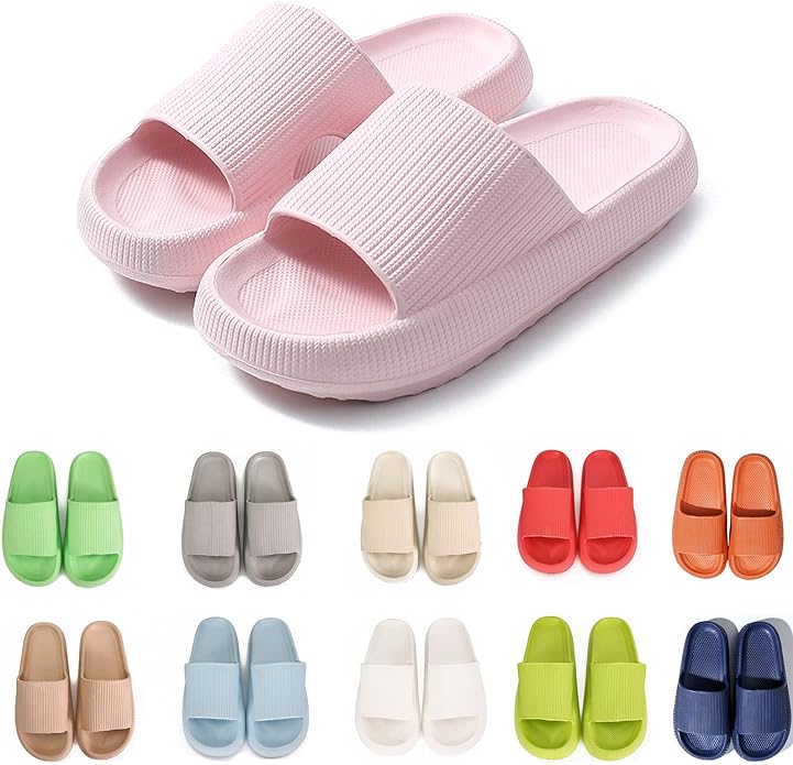 rosyclo Cloud Slippers for Women and Men Massage Thick Sole Non-Slip Shower Slippers Bathroom Super Soft Comfy House Cloud Slide Slippers for Indoor and Outdoor