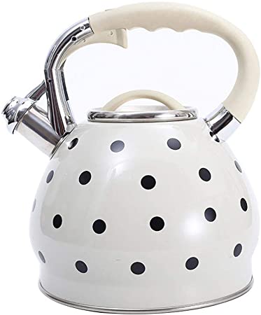 3.5L Stainless Steel Teapot Whistling Kettle Non-magnetic Flat-bottomed Pot Black Dot Pattern Whistle Teapot