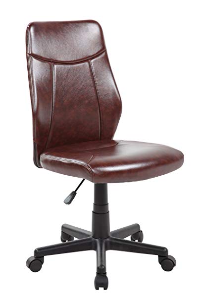 eurosports Mid Back PU Leather Adjustable Desk Office Chair Brown (ES-8039-BR)