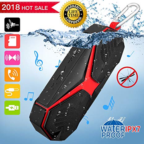 Bluetooth Speaker IPX7 Waterproof Shower Speaker, Portable Wireless Speaker with Pest Repellent Hands Free Call Function Stereo Loudspeaker for iPhone Android Samsung iPad Tablet Outdoor Bath Beach