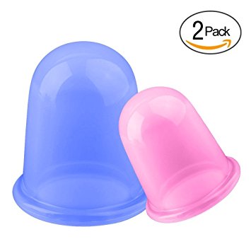 2Pcs Anti Cellulite Cup, Silicone Cup Set Cupping Therapy for Cellulite Body Massage Suction Cups Therapy 1（Large）size and 1 （Medium）size (Blue/pink)