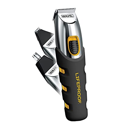 WAHL All in One LifeProof Cordless Rechargeable Lithium-Ion Hair and Beard Trimmer with Detail Attachment & Ear & Nose Hair Attachment Head – Model 3023803