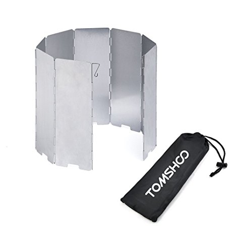 TOMSHOO Stove Windscreen Camping Stoves Windshield 8-10 Plates Foldable Gas Stove Wind Shield Ultra-light Outdoor Cooker Stove Windscreen Aluminum Windshield