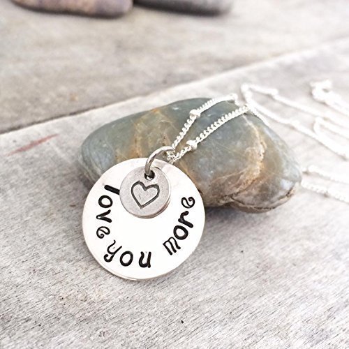 Hand Stamped Sterling Silver Love You More Necklace for Women - Mom Necklace - Gift for Mom - Gift for Her - Personalized Jewelry