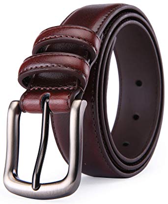 Mens Belt, Autolock Genuine Leather Dress Belt Classic Casual 1 1/4" Wide Belt With Single Prong Buckle