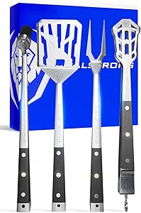 DALSTRONG 4-Piece Professional BBQ Pitmaster Grill Set - Premium High-Carbon Stainless Steel Grilling Accessories - 18 inch Length - Silicone Brush, Spatula, Tongs, Fork - G10 Handles Kitchen Set