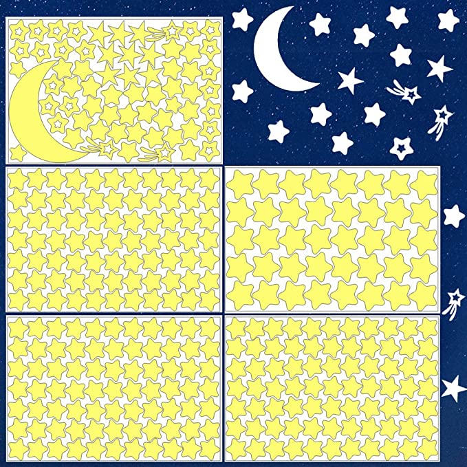 Sovob Wall Stickers-Glowing Stars for Ceiling and Wall,3D Glow in The Dark Stars and Moon,Stickers for Kids Bedroom Living Room or Birthday Gift(358pcs 1Moon)