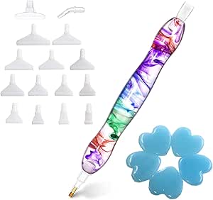 Praise V Do Colorful Diamond Painting Art Pen Kit Tool, Resin 5D Diamond Painting Pen Kit Tool Accessories Stylus Drill Pen for Diamond Painting Nail Art Diamond Art with Glue Clay and Multi Tips