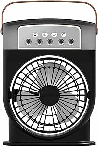 Aqua Freeze Portable Air Cooler Fan - 4-in-1 Mini Evaporative Air Conditioner with Rechargeable Misting Fan & 7-Color Light (Rechargeable Version, Midnight Onyx)