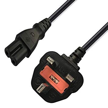 BOLWEO AC Power Cable Fig 8, C7 Mains Power Cord Lead UK Plug for Sony PS2 PS3 PS4 (Slim Edition),Surface Pro 2/3/4/5 Tablet【0.5M】