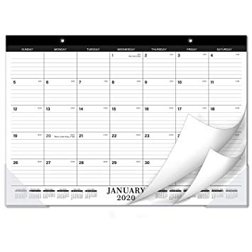 2020 Desk Calendar - Desk/Wall Calendar 2020 with Transparent Protector, Standard, 17" x 12", Jan 2020 - Dec 2020, Perfect for Daily Schedule Planner, Ruled Blocks