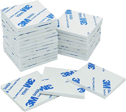 Double Sided Sticky Pads White, 40 Pcs Adhesive Sticky Foam Pads Mounting Tape, Squares (40mm x 40mm)