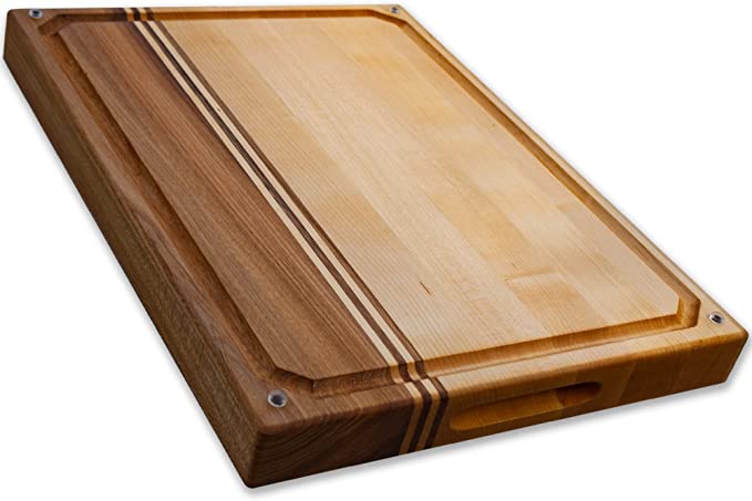 Large Wood cutting boards for kitchen 20x14 Wooden butcher block Cutting board Edge grain chopping block with feet and handles Heavy duty hardwood reversible board (20 x 14 edge grain)