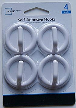 White Plastic Self-Adhesive Hooks - Set of 4