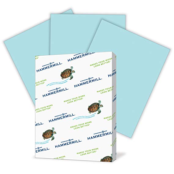 Hammermill Colored Paper, Blue Printer Paper, 24lb, 8.5x11 Paper, Letter Size, 500 Sheets / 1 Ream, Pastel Paper, Colorful Paper (103671R)