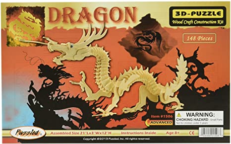 3-D Dragon Puzzle: 148 Wooden Pieces (No. 1506)