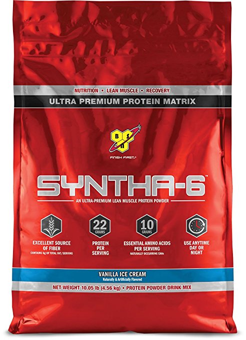 BSN SYNTHA-6 Whey Protein Powder, Micellar Casein, Milk Protein Isolate Meal Replacement Powder, Vanilla Ice Cream, 97 Servings