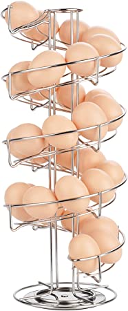 Toplife Spiral Design Stainless Steel Egg Skelter Dispenser Rack,Storage Display Rack(Silver)