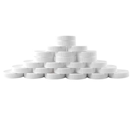 Regular Mouth Plastic Mason Jar Lids, Unlined (24-Pack); Standard Size White Plastic Caps for Mason Jars