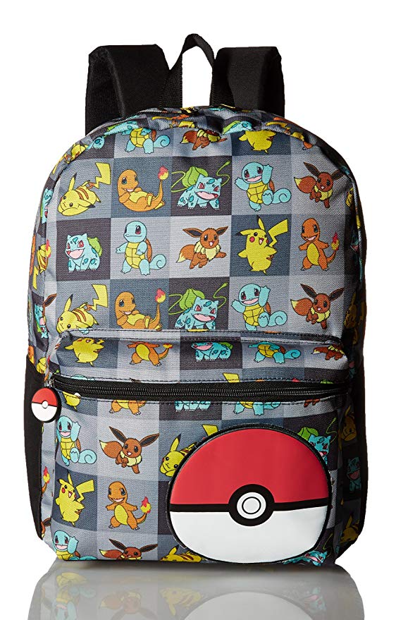 Pokemon Boys' Multi Character Checker Print 17" Backpack