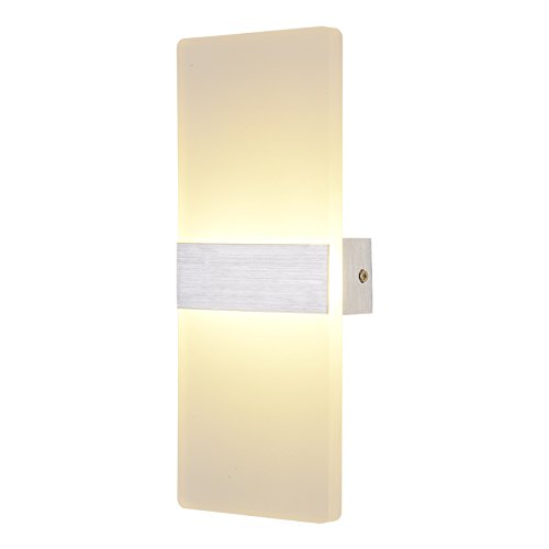 JoyNano 6W LED Wall Sconces Modern Brief Flat-Panel Lamp 3000K Warm White Bedroom Hallway Staircase Decorative Lighting Aluminum Base Acrylic Shell