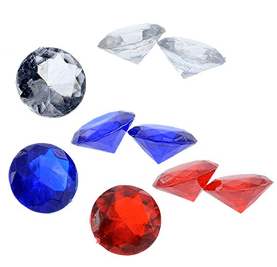 Patriotic Acrylic Gems for Vase Fillers Table Scatter Decoration, 180 Count (Red, Clear, Blue)