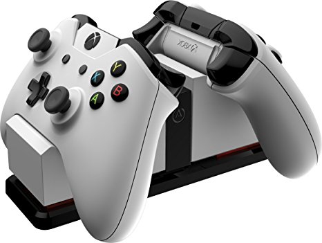 White Dual Charging Station - Microsoft Officially Licensed for Xbox One/Xbox One S/Xbox One X (Standard and Elite Compatible)