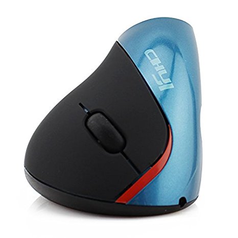 CHUYI Office Wireless 2.4ghz Vertical Optical Ergonomic Gaming Mouse for Computer Laptop Notebook Blue