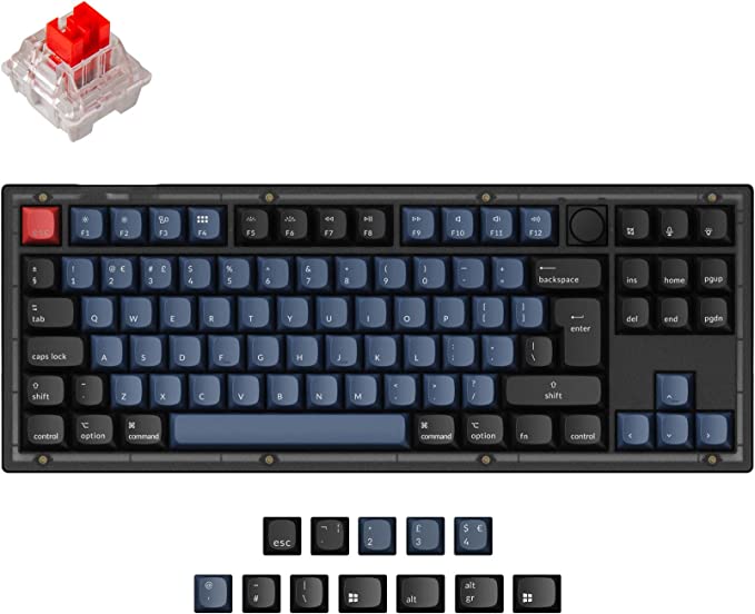 Keychron V3 TKL 80% Custom Wired Mechanical Keyboard with Knob, ISO-UK-Layout 87 Keys RGB Backlight QMK/VIA Programmable, Hot Swappable K Pro Red Switch PBT Keycaps for Mac Windows (Frosted Black)