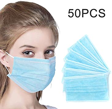 50pcs Disposable Earloop Face Ma sk-Protect Yourself from Dust, Germs and Pollen – Ideal for Medical Catering and Construction Workers